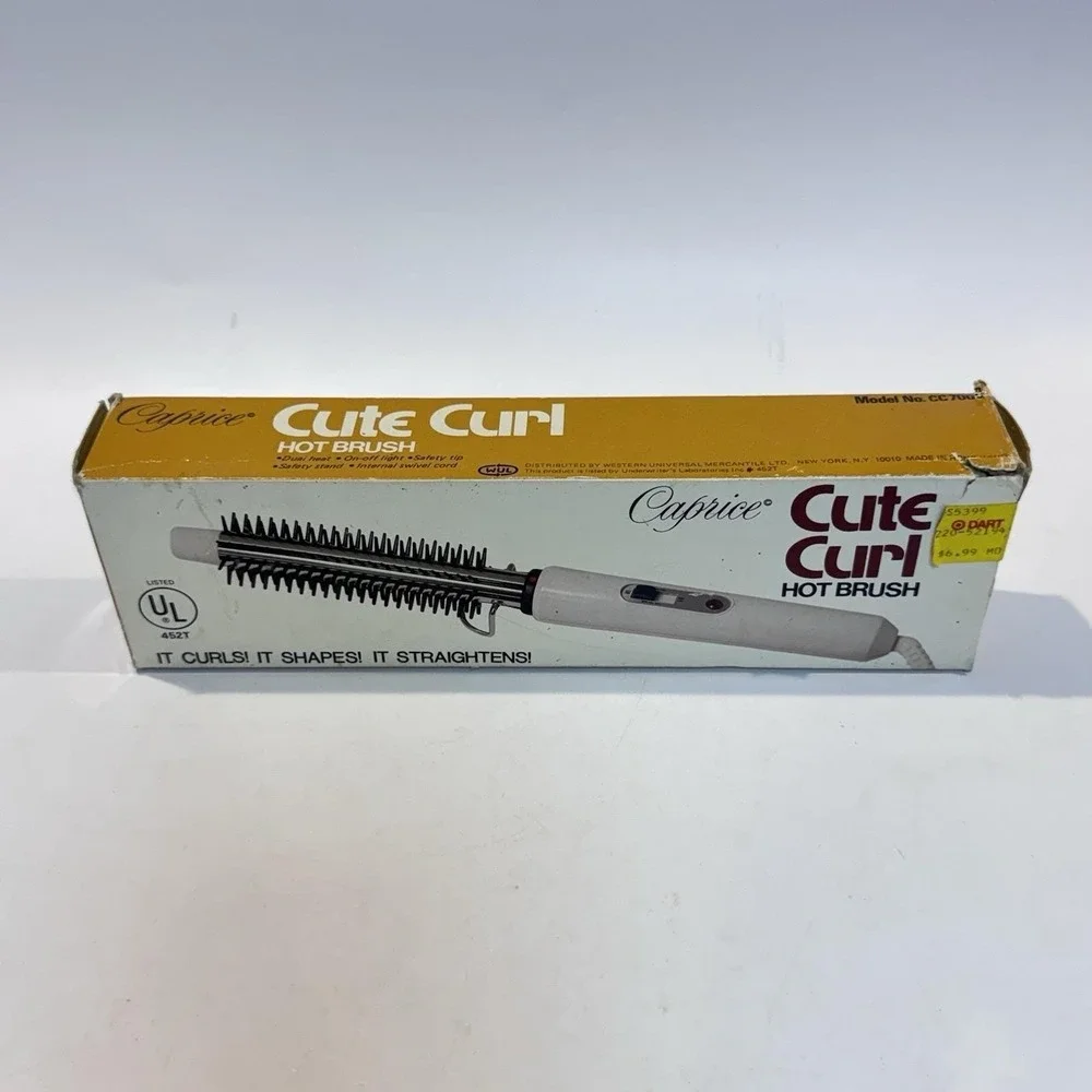 NOS Vintage 70s Caprice Cute Curl Hot Brush Curling Iron 3/4